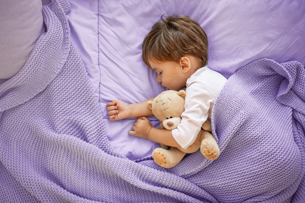 Photo of baby boy sleeping together with teddy bear. His favorite napping spot. Adorable kid boy after sleeping in bed with toy. Boy sleeping on bed with teddy bear. Sleepyhead; Shutterstock ID 1507922393; Purchase Order: -
